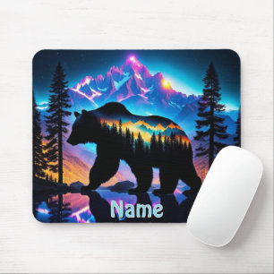 Tapis De Souris Silhouette d'ours Paysage Nature Faune