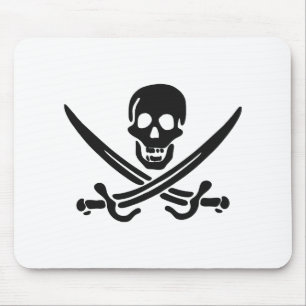 Tapis De Souris Silhouette du crâne pirate - Choisir la couleur ar