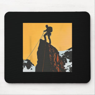 Tapis De Souris Silhouette d'un alpiniste sur un sommet