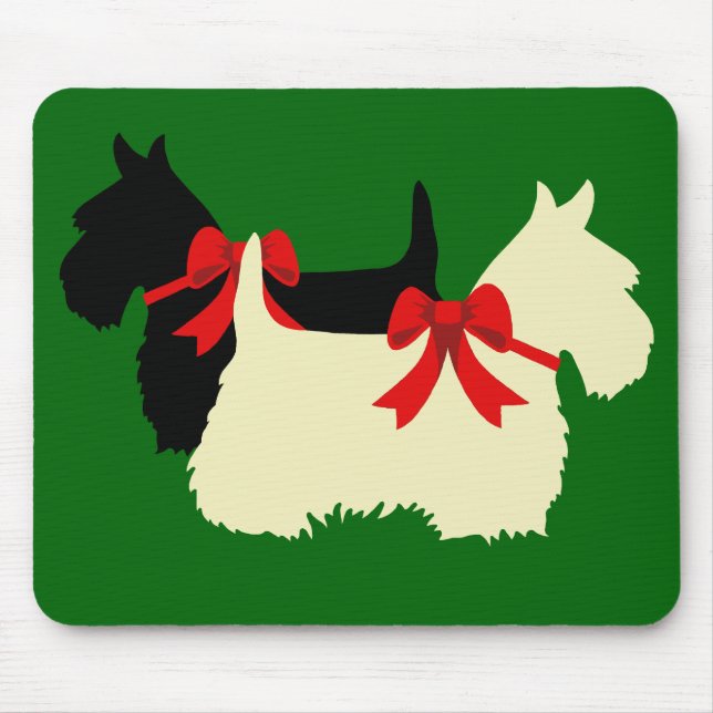 Tapis De Souris Silhouette écossaise Terrier/terriers, vert île (Devant)