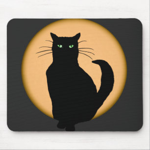 Tapis De Souris Silhouette en hausse Mousepad de chat de lune