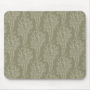 Tapis De Souris Silhouette Florale Dispersée Botanique Kaki Atté