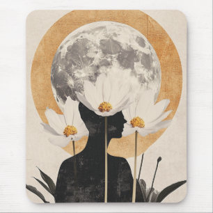 Tapis De Souris Silhouette Lune - Boho Élégance Vintage