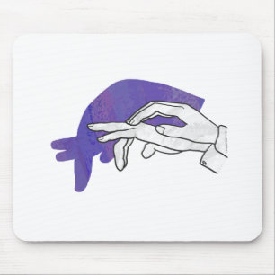 Tapis De Souris Silhouette main Anteater violet