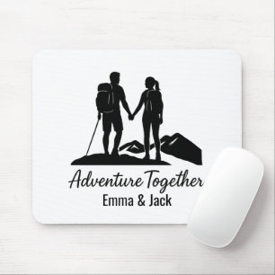 Tapis De Souris Silhouette minimaliste de couple de randonnée pers