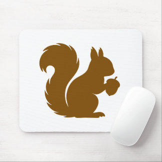 Tapis De Souris Silhouette minimaliste d'écureuil brun chocolat