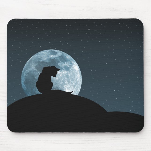 Tapis De Souris Silhouette Mousepad de chat noir (Devant)