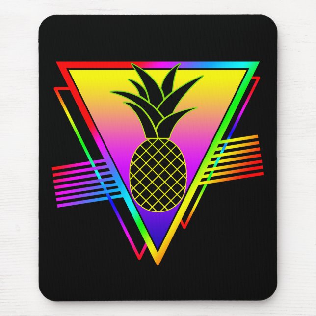 Tapis De Souris Silhouette Rétro Moderne Ananas Fruit D'été (Devant)