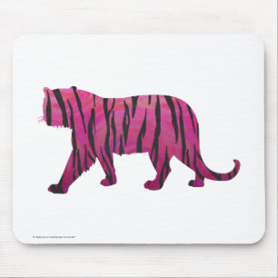 Tapis De Souris Silhouette rose chaud et tigre noir