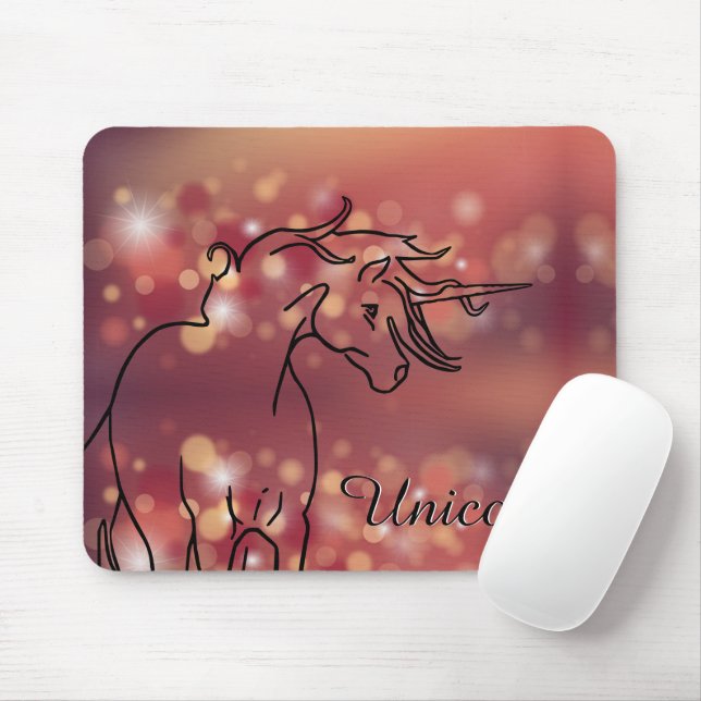 Tapis De Souris Silhouette Unicorne (étoiles marron) (Avec souris)