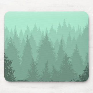 Tapis De Souris Silhouette verte de forêt
