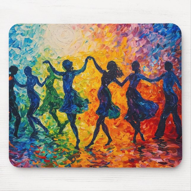 Tapis De Souris Silhouettes colorées dansant (Devant)