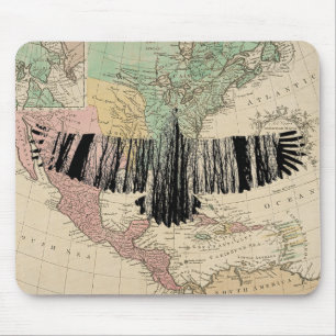 Tapis De Souris Silhouettes d'aigle Abstrait Vintage USA Map
