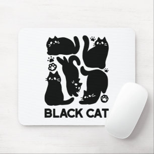 Tapis De Souris Silhouettes de chat noir - Design Feline mignon