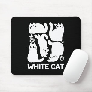 Tapis De Souris Silhouettes de chaton blanc - Design Feline mignon