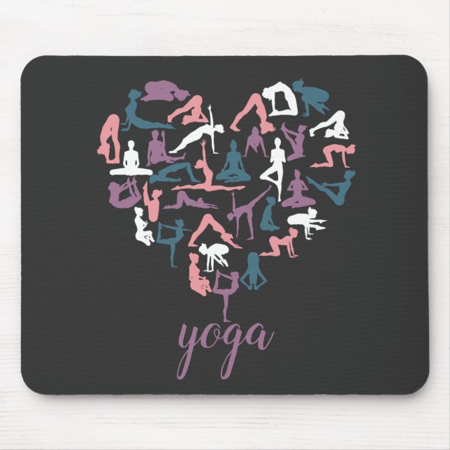 Tapis De Souris Silhouettes de Yoga Love (Devant)