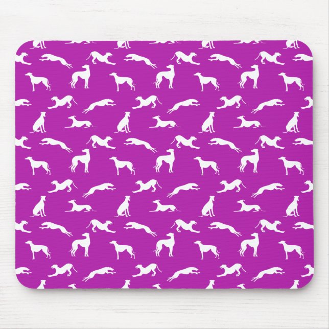 Tapis De Souris Silhouettes grises - Blanc sur rose (B41AAA) (Devant)