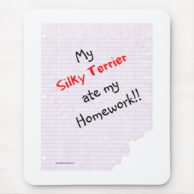 Tapis De Souris Silky Terrier Ate mes devoirs (Devant)