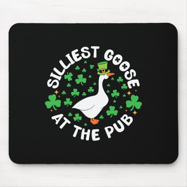 Tapis De Souris Silliest Goose At The Pub Funny Shamrock St Patric (Devant)