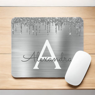 Tapis De Souris Silver Glitter Brushed metal Monogram