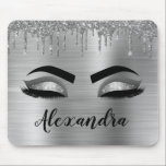 Tapis De Souris Silver Glitter Sparkle Eyelashes Monogram<br><div class="desc">Argent Faux Parties scintillant à étincelle métallique broyée Monogramme en métal brossé Nom et cils initiaux (cils), Extensions Eyelash et Eyes Computer Mousepad (tapis de souris). Le design fait le cadeau parfait pour 16 ans, mariage, douche nuptiale, anniversaire, baby shower ou bachelorette pour quelqu'un à la recherche d'un style cool...</div>