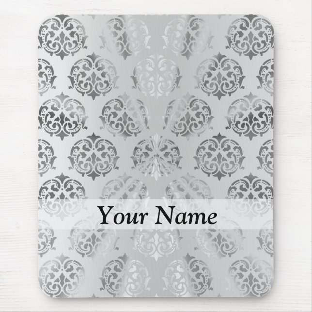 Tapis De Souris Silver gray damask (Devant)