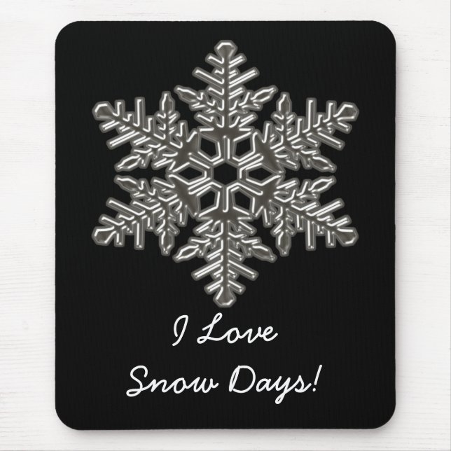 Tapis De Souris Silver Metal Deco Snow Fall Snowflakes (Devant)