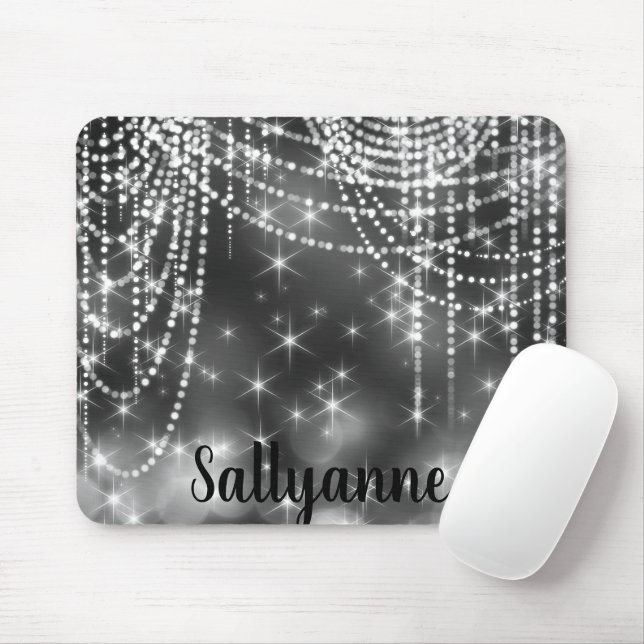 Tapis De Souris SILVER NOIR ÉPARKLE DIAMONDES Souris Pad (Avec souris)