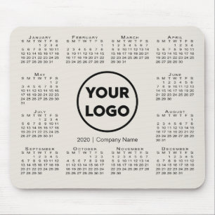 Tapis De Souris Simple 2020 Calendrier Business Company Logo Beige