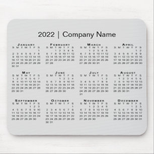Tapis De Souris Simple 2022 Calendar with Company Name on Gray