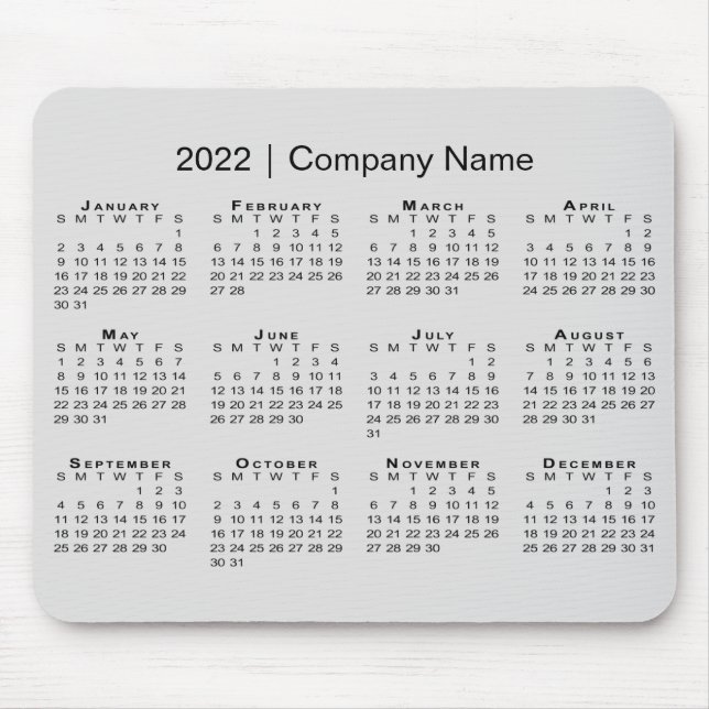 Tapis De Souris Simple 2022 Calendar with Company Name on Gray (Devant)