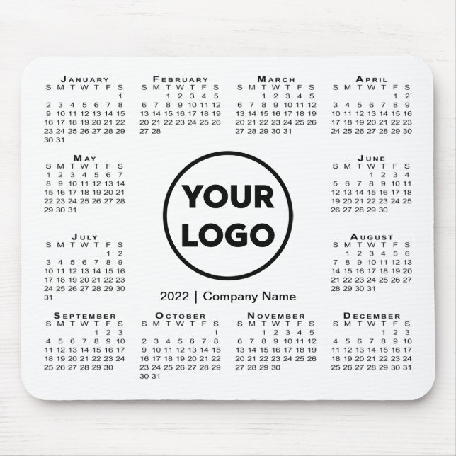 Tapis De Souris Simple 2022 Calendrier Business Company Logo Blanc (Devant)