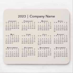 Tapis De Souris Simple 2023 Calendar with Company Name on Beige