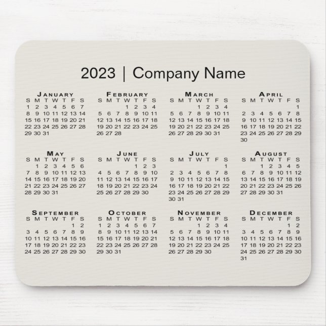 Tapis De Souris Simple 2023 Calendar with Company Name on Beige (Devant)