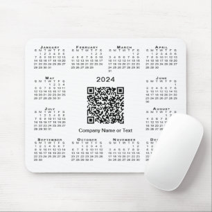 Tapis De Souris Simple 2024 Calendrier Business QR Code sur blanc