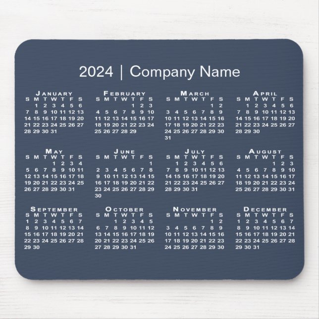 Tapis De Souris Simple 2024 Calendrier Nom de l'entreprise sur Nav (Devant)