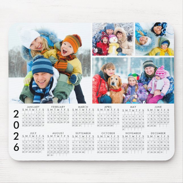 Tapis De Souris Simple 2026 Calendrier 4 Collage photo (Devant)