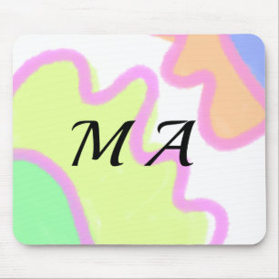 Tapis De Souris Simple aquarelle jaune rose ajoutez votre monogram