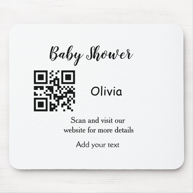 Tapis De Souris Simple baby shower site web code-barres QR ajouter (Devant)