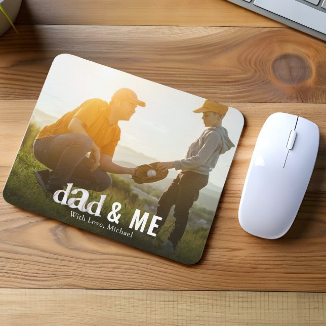 Tapis De Souris Simple baseball photo calligraphie papa et moi (Custom dad and me baseball style typography mousepad)