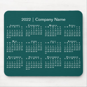 Tapis De Souris Simple Blue-Green White 2022 Calendrier Nom de la 