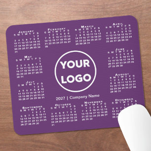 Tapis De Souris Simple calendrier 2027 Logo d'entreprise sur fond