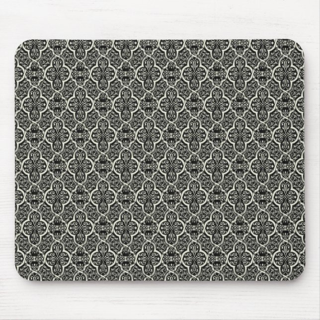 Tapis De Souris Simple classique Damask Mousepad, Noir (Devant)