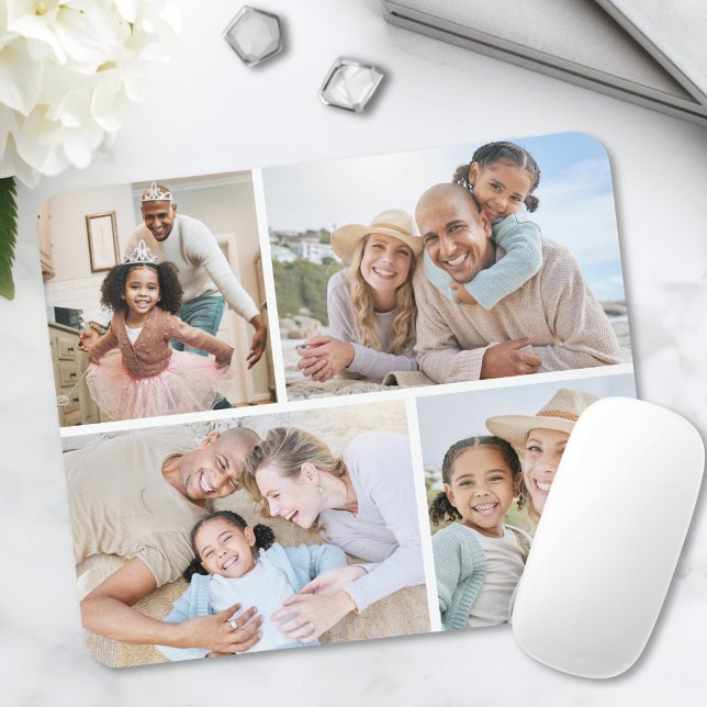 Tapis De Souris Simple collage de 4 photos (Simple 4 Photo Collage Mouse Pad )