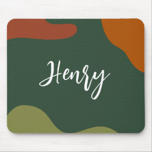 Tapis De Souris Simple élégant Monogramme Script vert et marron