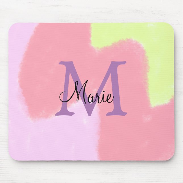 Tapis De Souris simple minimal ajouter nom monogramme rose rouge j (Devant)