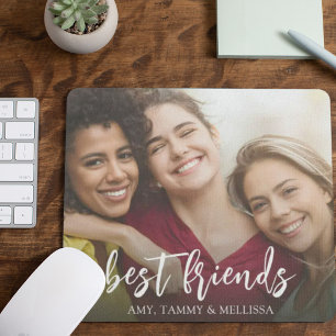 Tapis De Souris Simple Minimalist Best Friends Photo Calligraphy