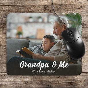 Tapis De Souris Simple Minimalist Photo Calligraphy Grandpa and Me