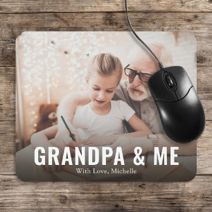 Tapis De Souris Simple Minimalist Photo Calligraphy Grandpa and Me
