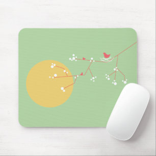 Tapis De Souris Simple minimaliste nidification Whimsical Oiseaux 